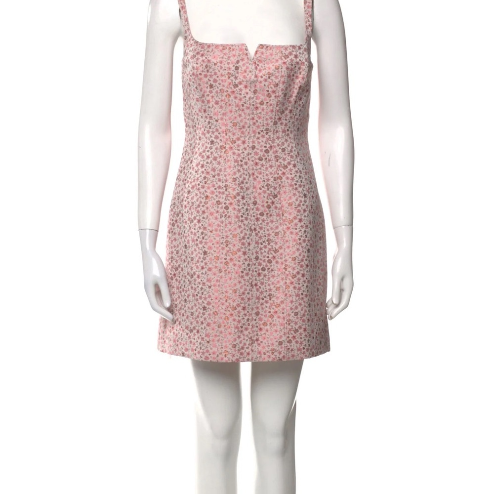 cinq a sept Pink Floral Notch-Neck Mini Dress